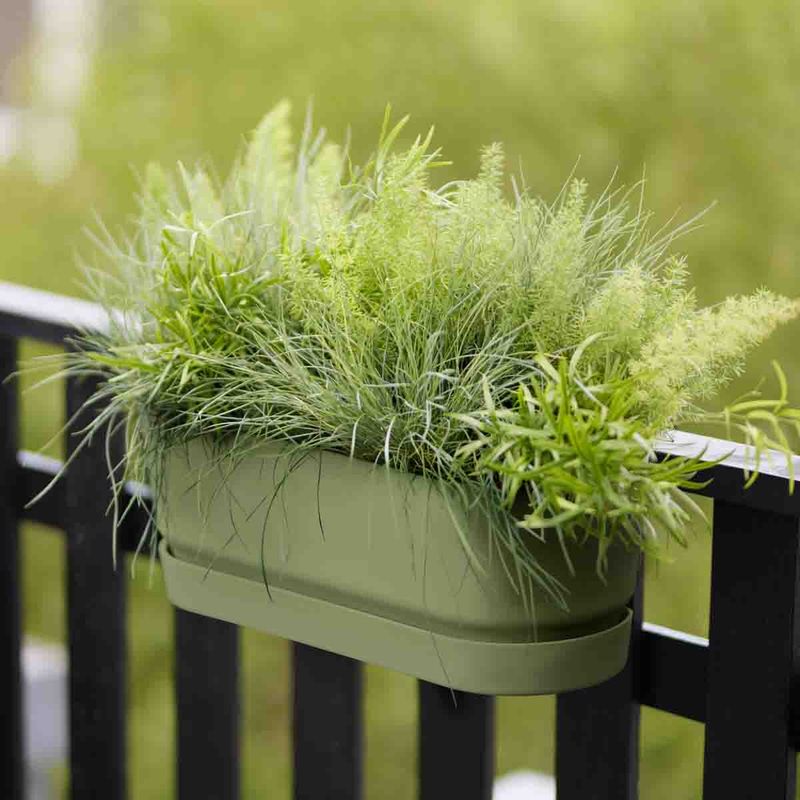 Balkongkasse Greenville, med vanndepot, grønn